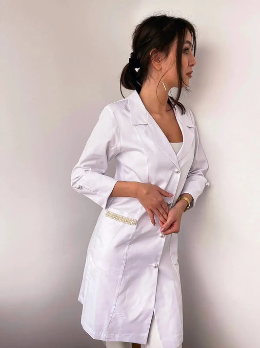 Halat medical damă Felicity alb PearlMED